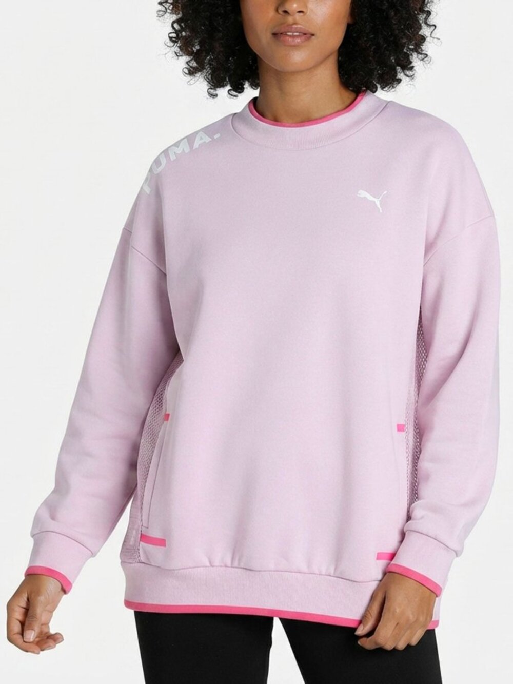 NWT PUMA Chase Crew Sweatshirt Pullover Pink Mesh Back Athletic Activewear S